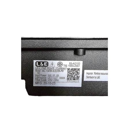 ไฟผนังภายนอก LED L&E 65-A0150 9 วัตต์ WARM WHITE สีดำ_8