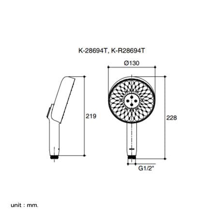 หัวฝักบัวสายอ่อน 3 ระดับ KOHLER K-R28694T-CP สีโครม_1