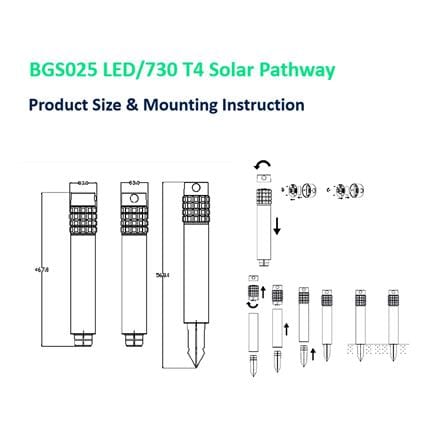 ไฟทางเดิน SOLAR PHILIPS BGS025 LED/730 T4 2 วัตต์ WARM WHITE สีเงิน_4