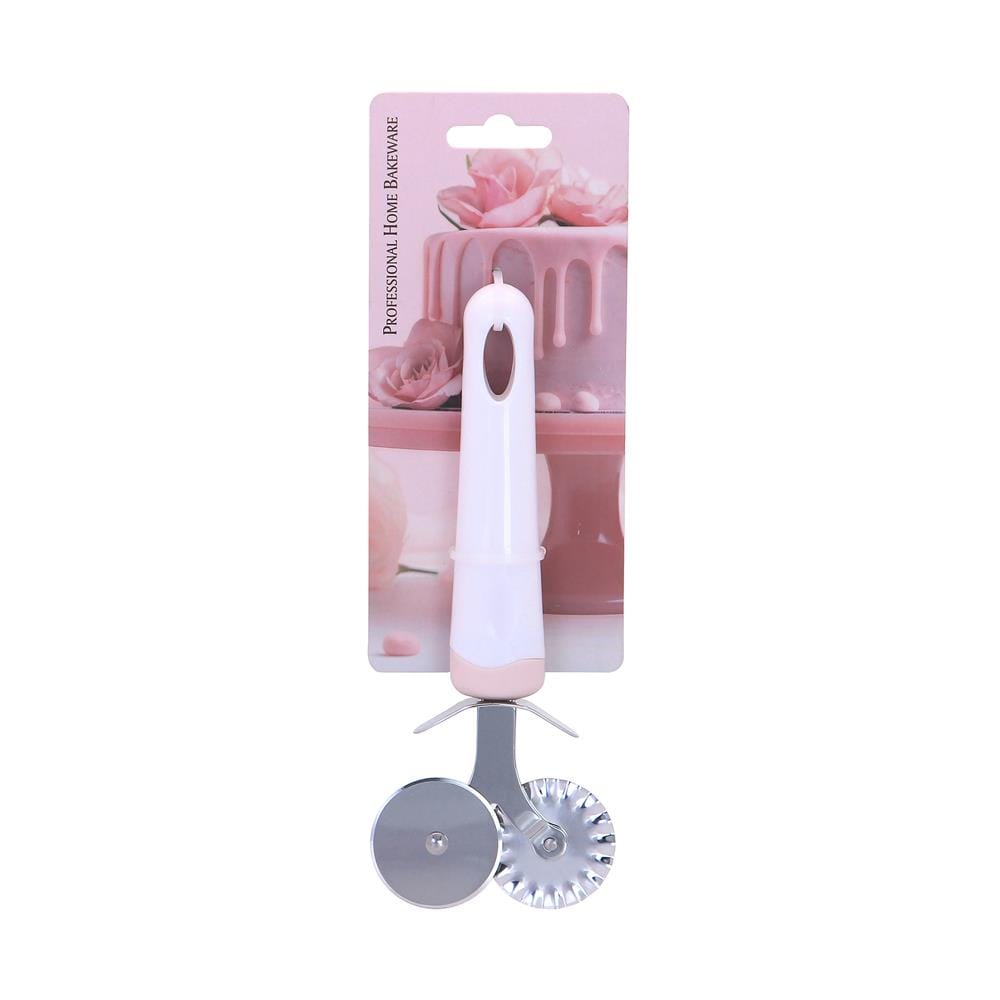 ที่ตัดพิซซ่าสเตนเลส 2 ใบมีด PENGUIN KSA05 สีชมพูขาว