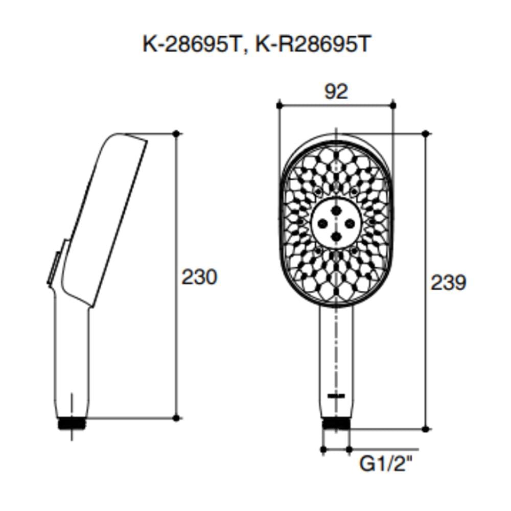 หัวฝักบัวสายอ่อน 3 ระดับ KOHLER K-28695T-2MB