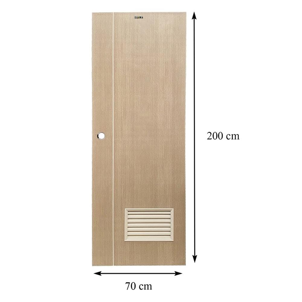 ประตูห้องน้ำ UPVC เจาะลูกบิด AZLE WB2 70x200 ซม. สีน้ำตาล