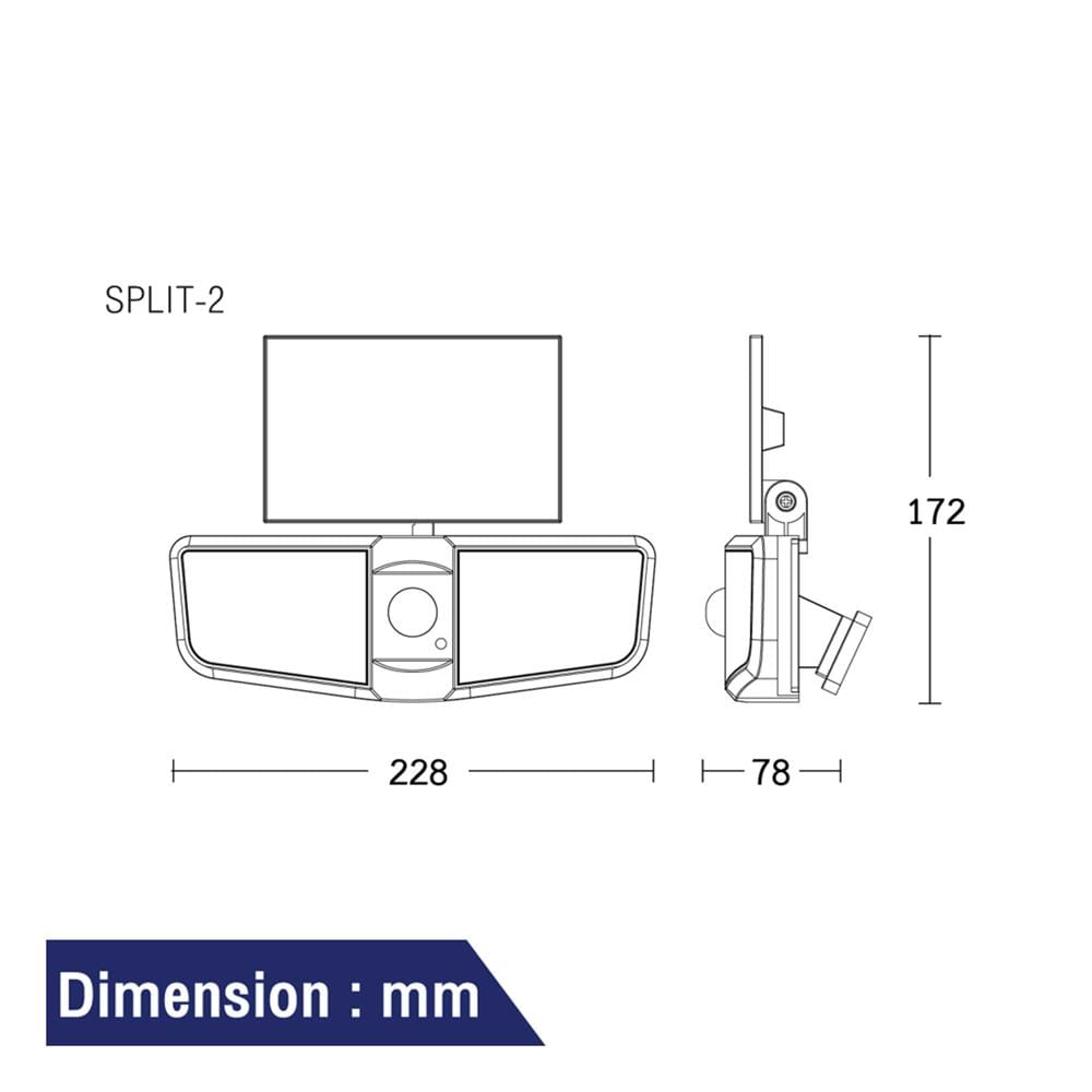 ไฟผนังภายนอก SOLAR BEC SPLIT-2BK 25 วัตต์ DAYLIGHT สีดำ
