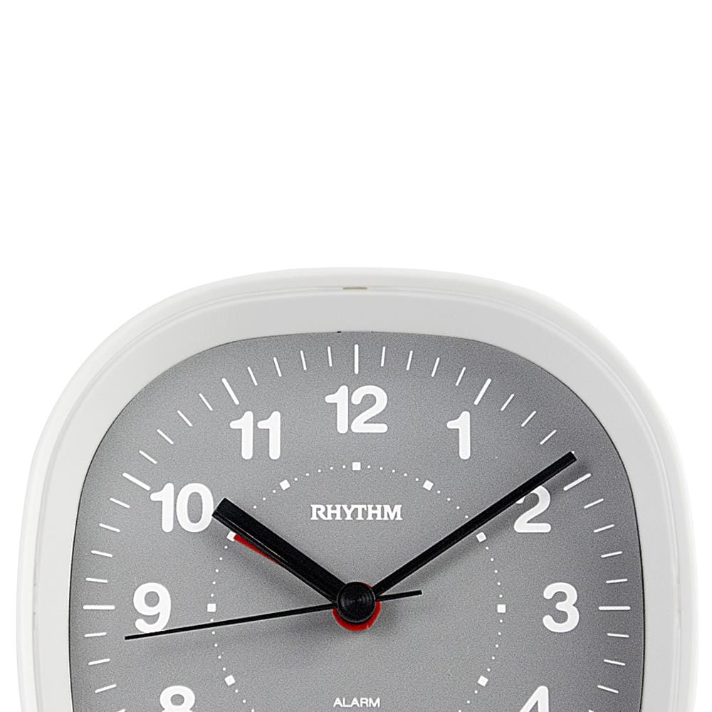 นาฬิกาปลุก RHYTHM 8RE674WR03 4X4 นิ้ว สีขาว/เทา