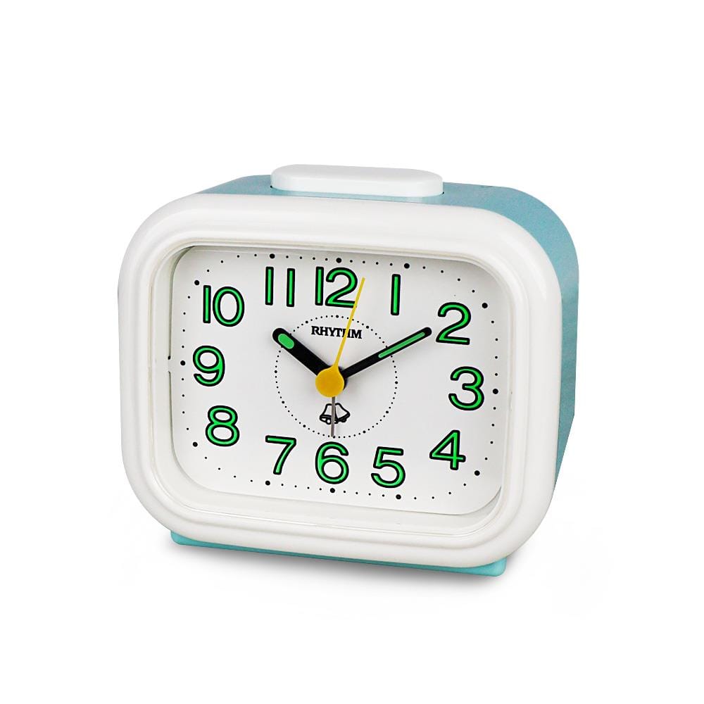 นาฬิกาปลุก RHYTHM 4RA888-R79 4.6X4 นิ้ว สีฟ้า/ขาว