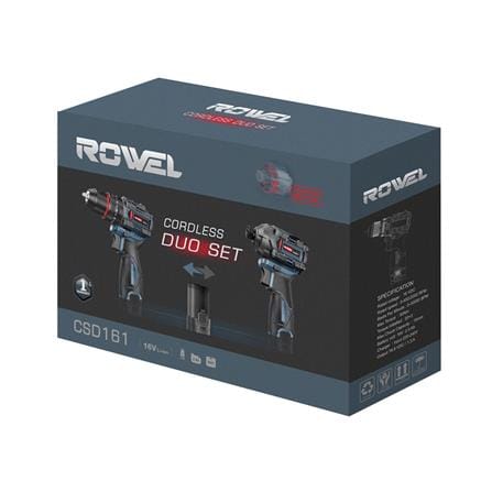 ชุดสว่านและไขควงกระแทกไร้สาย (พร้อมแบตเตอรี่) ROWEL RW-PT-CSD161 16 โวลต์_1