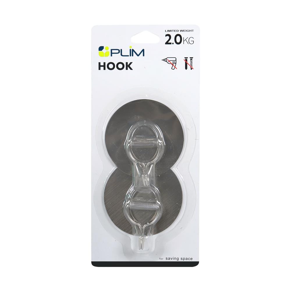 ขอแขวนวงกลมติดเทปกาว PLIM XY-0222 สีเงิน แพ็ก 2 ชิ้น