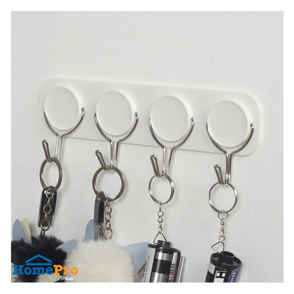 ขอแขวนติดเทปกาว 4 ตะขอ PLIM XY-0527 สีขาว