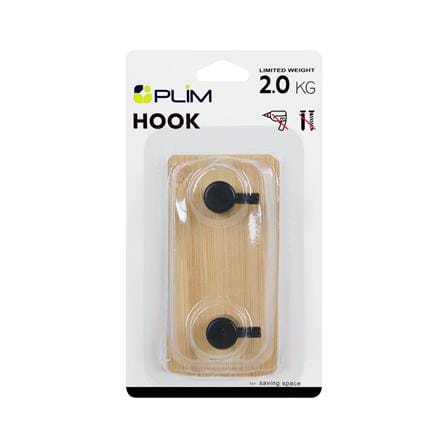 ขอแขวนติดเทปกาว 2 ตะขอ PLIM XY-0834B สีดำ_2