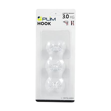 ขอแขวนเหลี่ยมติดเทปกาว PLIM XY-0102 สีใส แพ็ก 3 ชิ้น_3