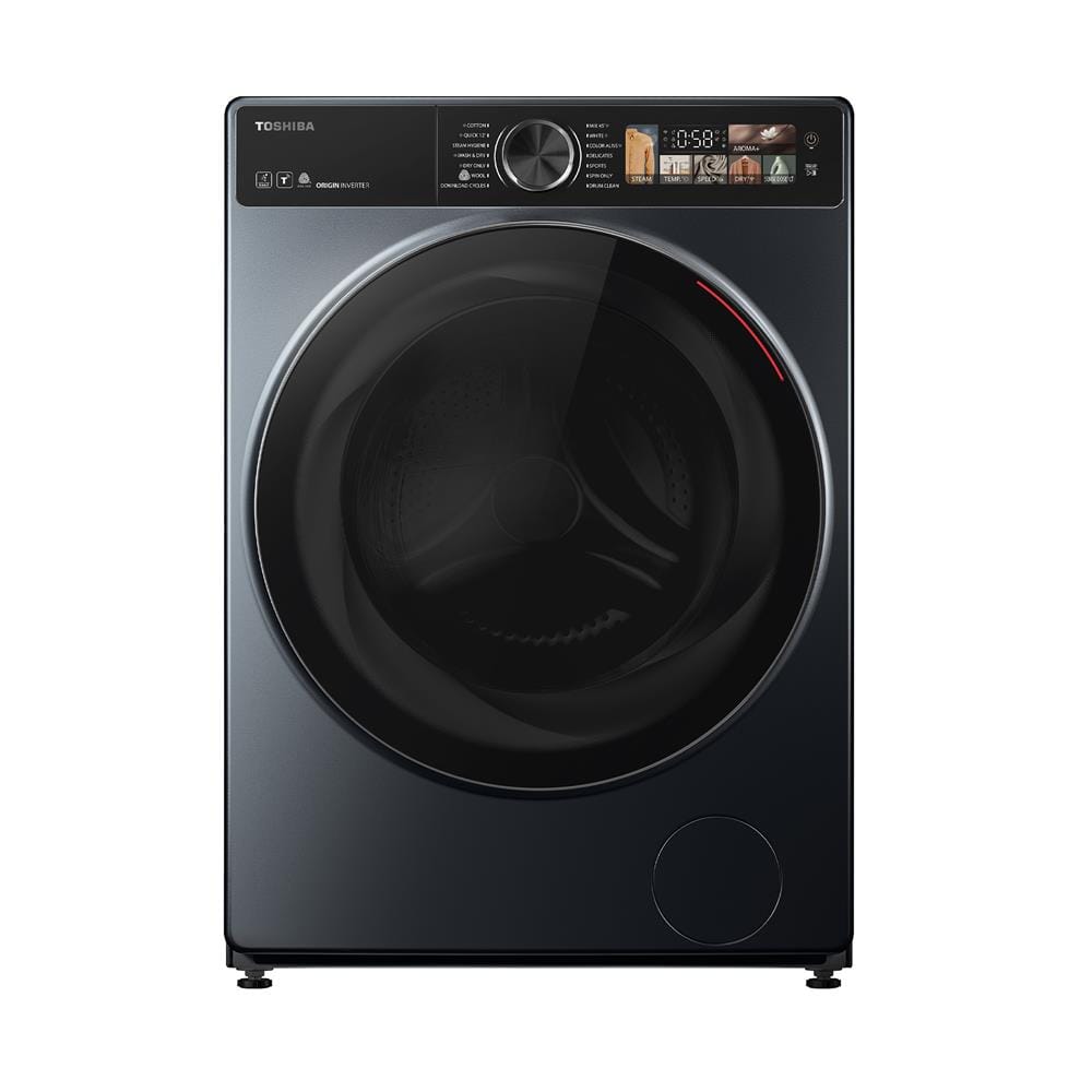 เครื่องซักอบผ้าฝาหน้า TOSHIBA TWD-T25BZU115MWT(MG) 10.5/7กก. 1400RPM อินเวอร์เตอร์ สีเทา