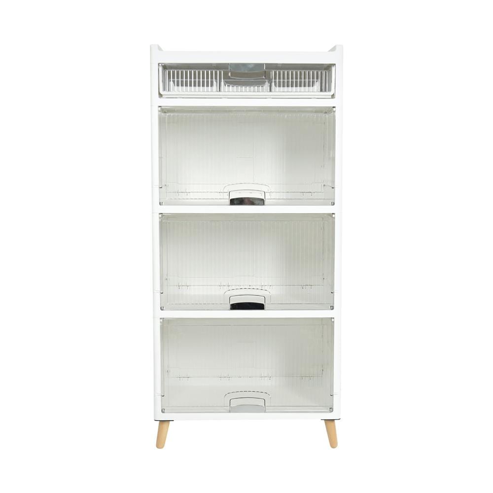 ตู้บานเปิด 3 ชั้น ขาไม้ STACKO JOIN 58x35x125.5 ซม. สีขาว