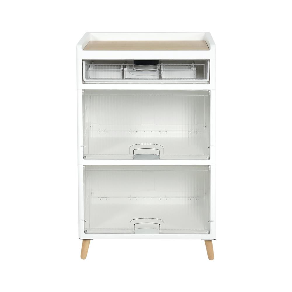 ตู้บานเปิด 2 ชั้น ขาไม้ STACKO JOIN 58x35x93.5 ซม. สีขาว