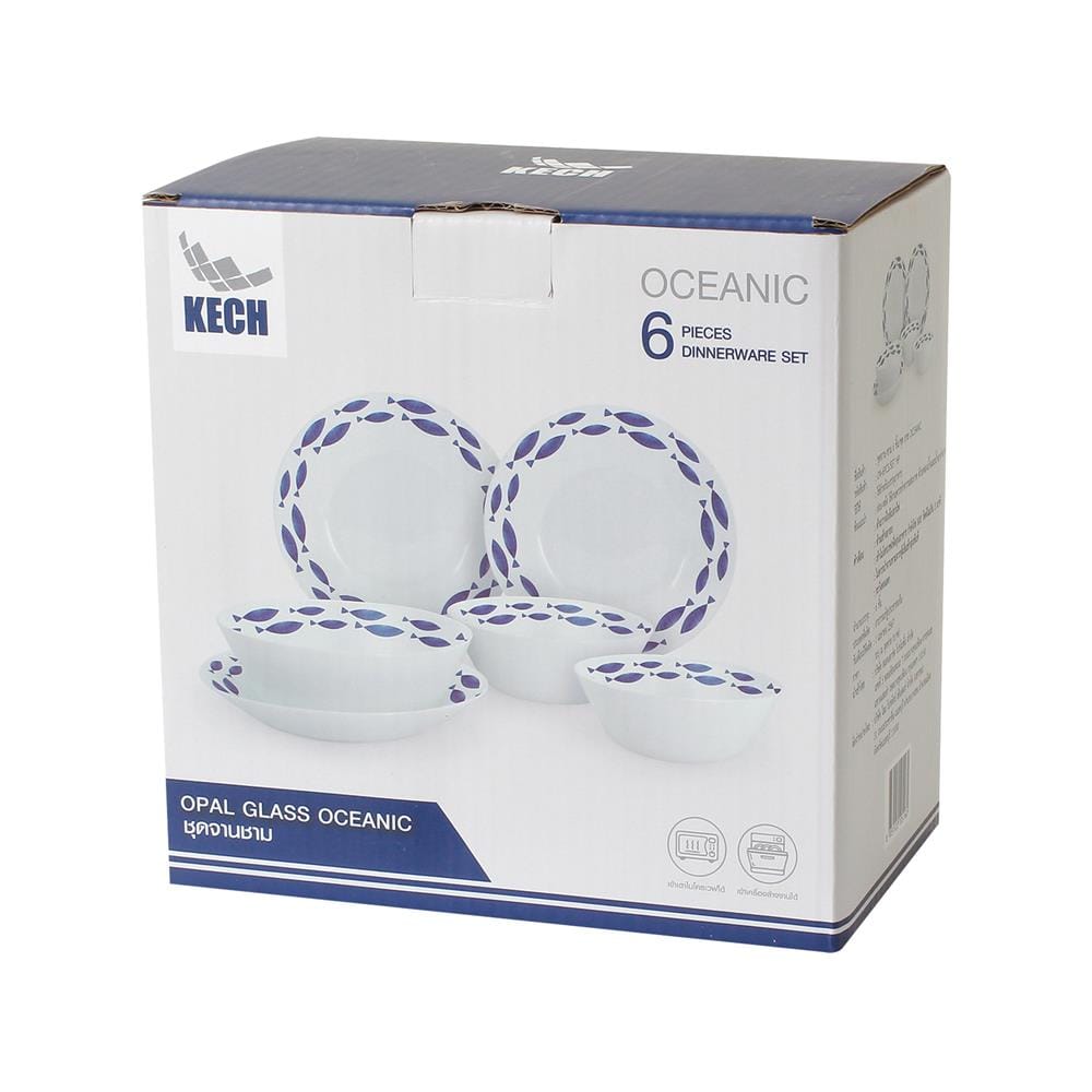 ชุดจานชาม OPAL GLASS KECH OCEANIC 6 ชิ้น