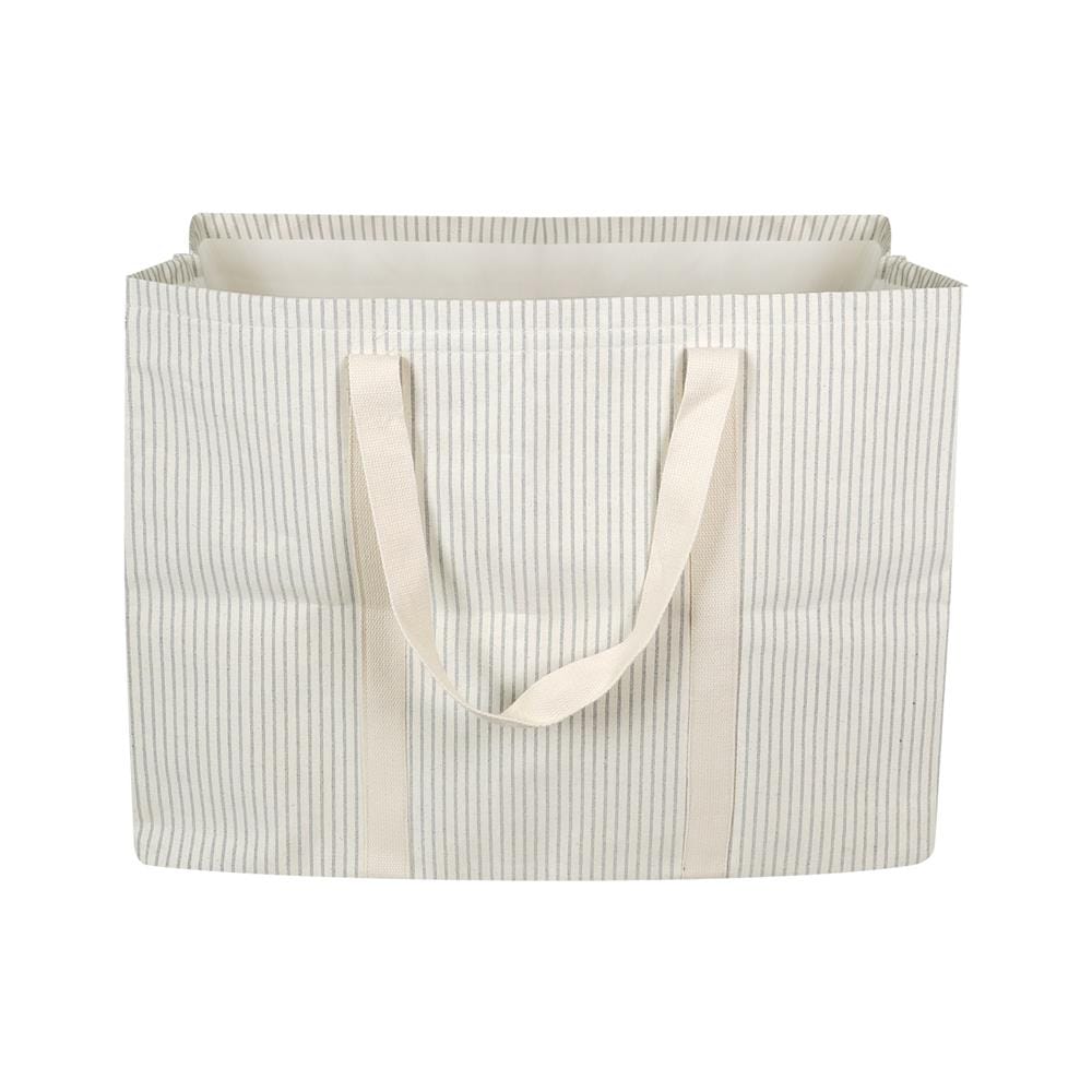 ถังผ้าเหลี่ยมหูหิ้ว PLIM STRIPES 59x30x45 ซม. สีเทา