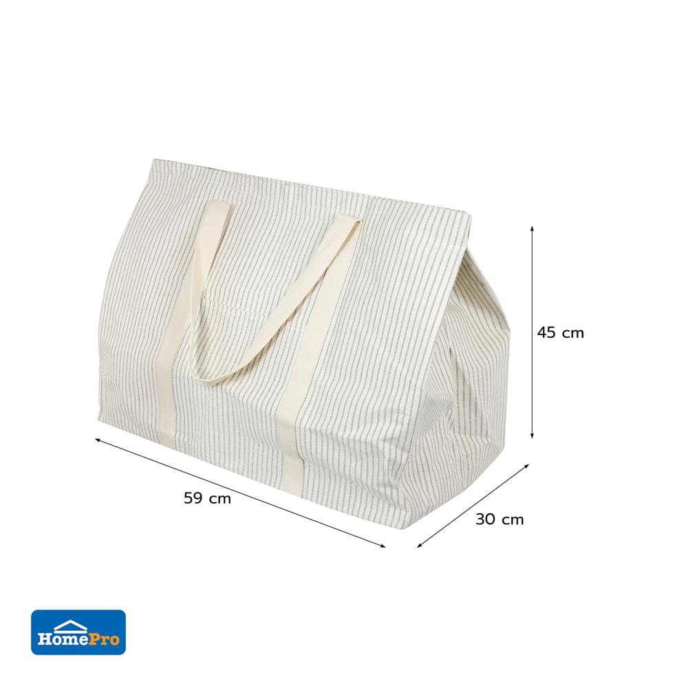 ถังผ้าเหลี่ยมหูหิ้ว PLIM STRIPES 59x30x45 ซม. สีเทา