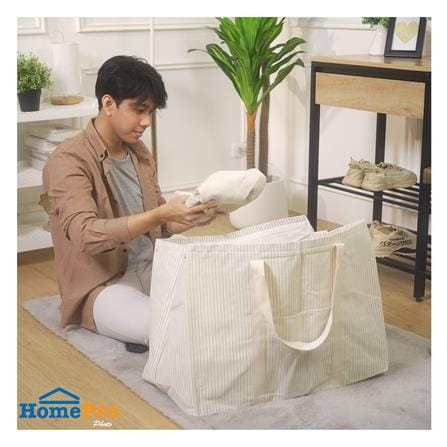 ถังผ้าเหลี่ยมหูหิ้ว PLIM STRIPES 59x30x45 ซม. สีเทา_4