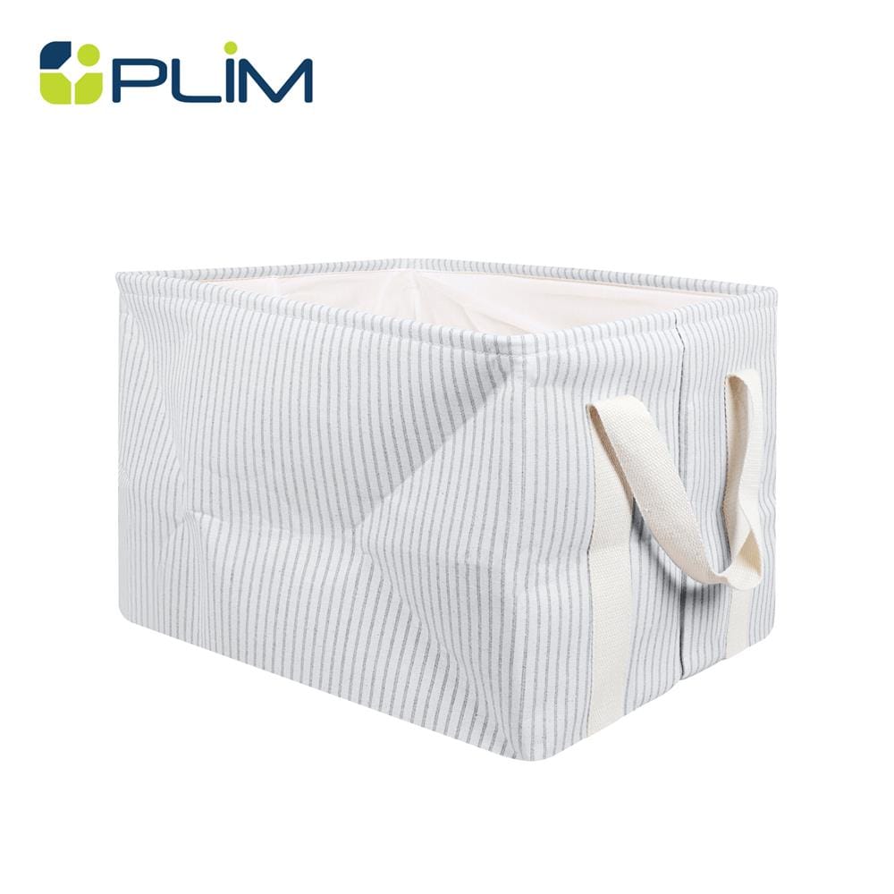 ถังผ้าเหลี่ยมหูหิ้ว PLIM STRIPES SIZE M สีเทา_1