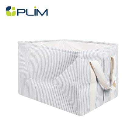 ถังผ้าเหลี่ยมหูหิ้ว PLIM STRIPES SIZE M สีเทา_0