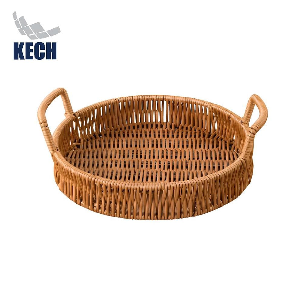ตะกร้าหวายเทียมทรงกลมมีหูจับ KECH SIZE S 20x4 ซม.