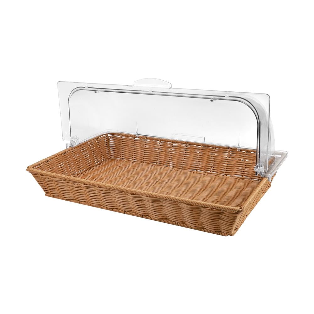 ตะกร้าหวายเทียม พร้อมฝาครอบพลาสติกใส KECH 53x32.5x24 ซม.