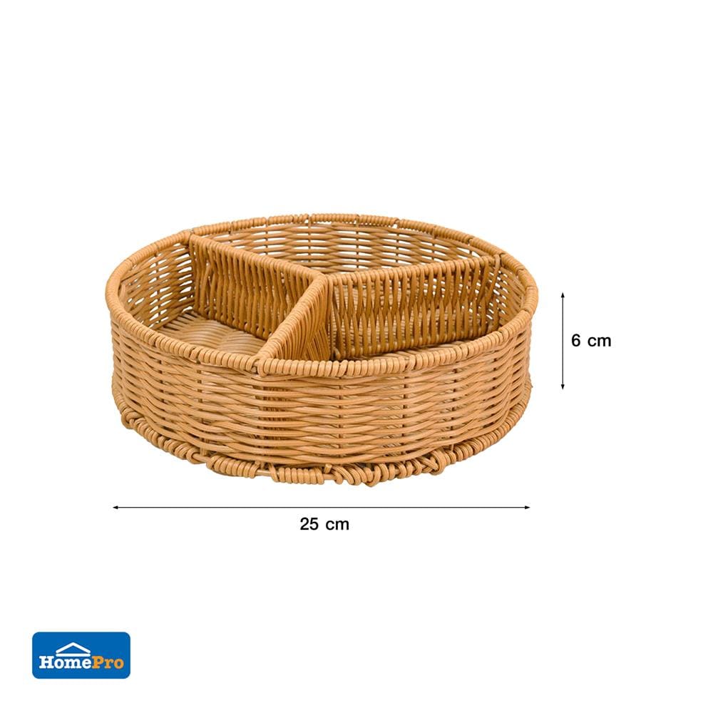 ตะกร้าหวายเทียมทรงกลม 3 ช่อง KECH 25x6 ซม.
