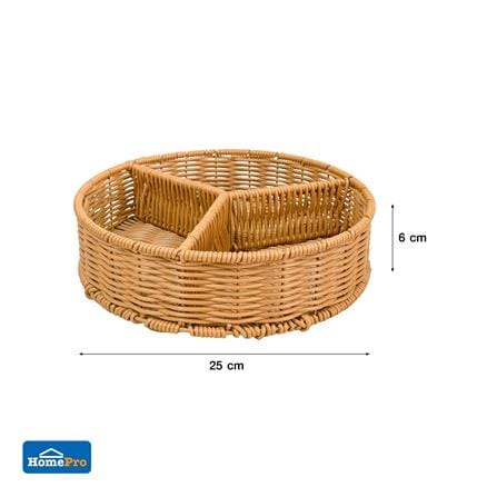 ตะกร้าหวายเทียมทรงกลม 3 ช่อง KECH 25x6 ซม._5