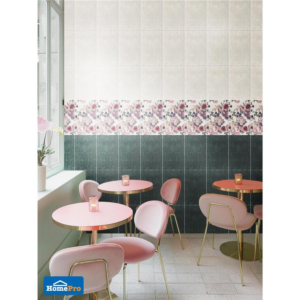 กระเบื้องผนัง 25x40 ซม. TARA โรส ฟลาเวอร์ เบจ A 1 ตร.ม.