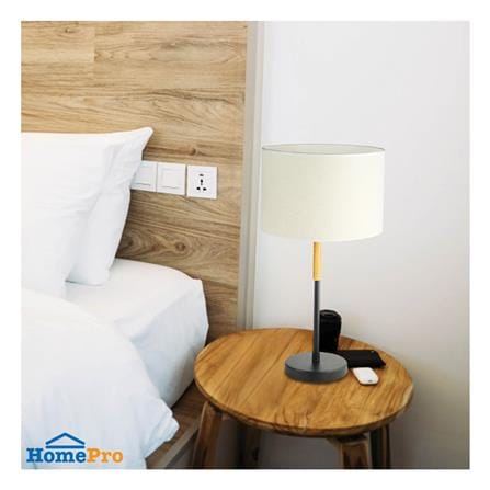 ไฟตั้งโต๊ะ LUMAX 01-02746 สีครีม/ดำ/ไม้_1