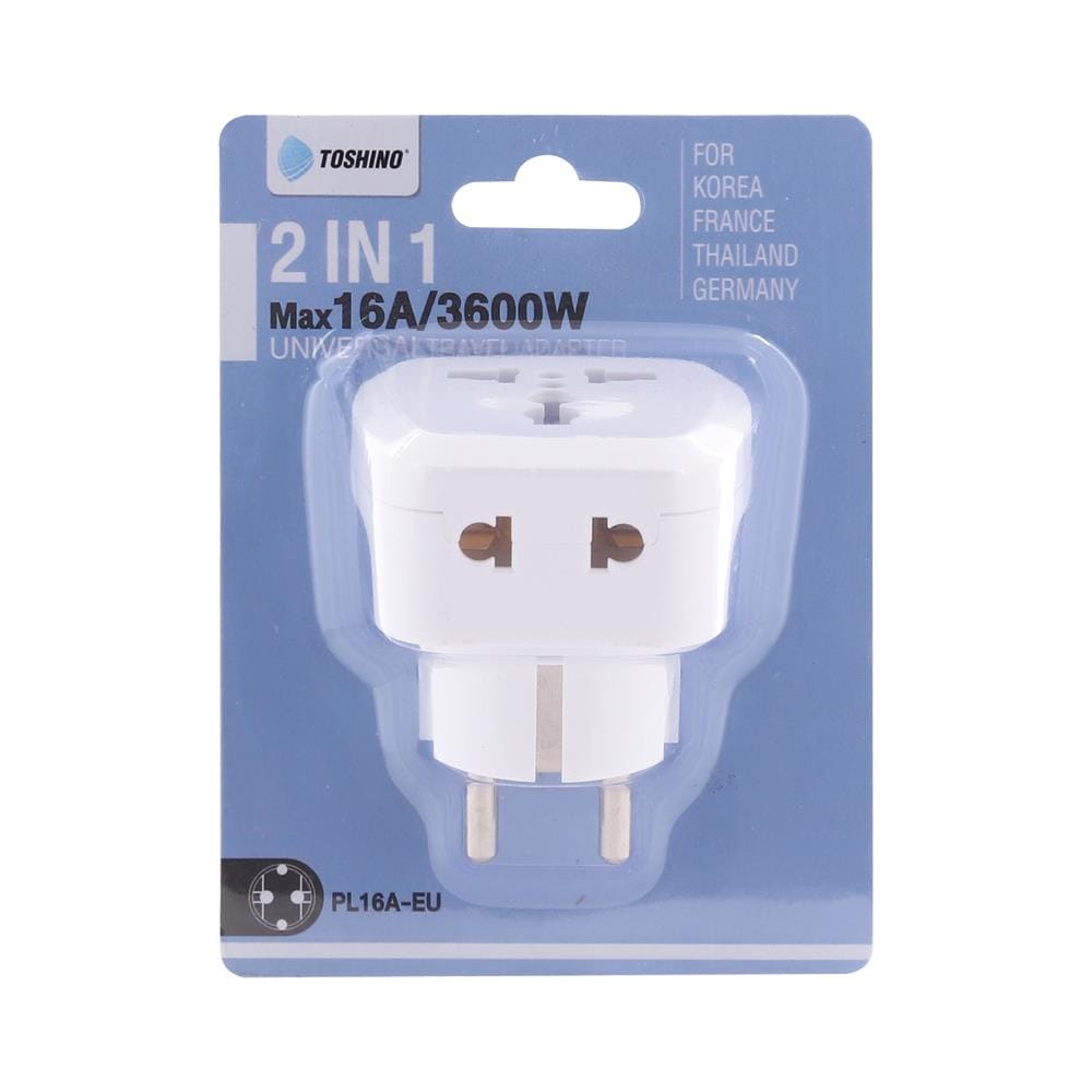 ปลั๊กแปลง 2 IN 1 UNIVERSAL 2 ขากลม TOSHINO PL16A-EU 16 แอมป์