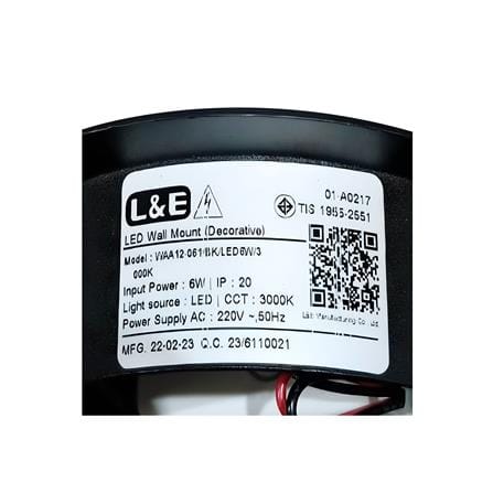 ไฟกิ่งภายใน LED L&E 01-A0217 6 วัตต์ WARM WHITE สีดำ 1 หัว_3