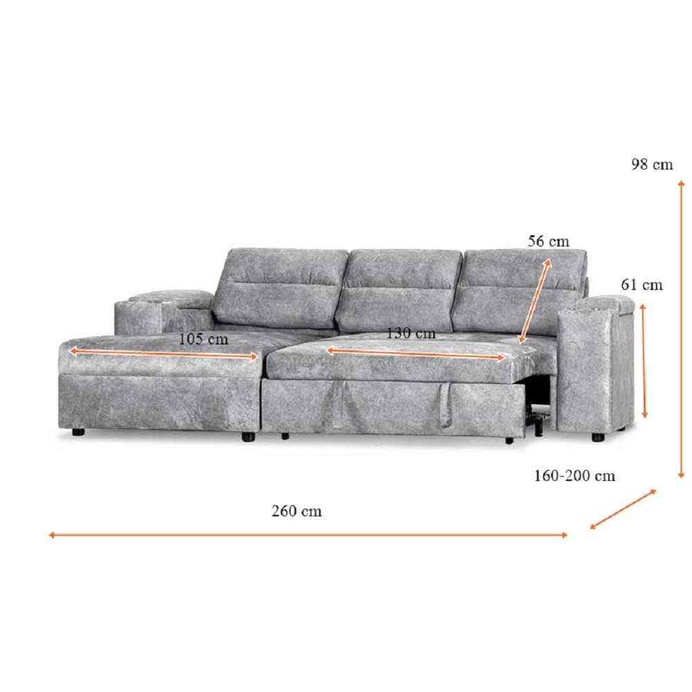 โซฟาเบด AS FURNITURE BICHONG RCGYU39 สีเทาอ่อน