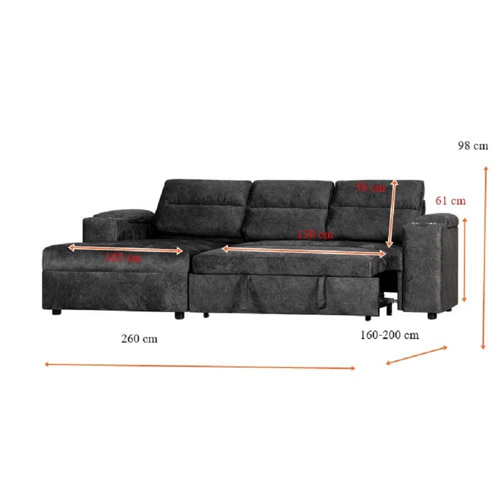 โซฟาเบด AS FURNITURE BICHONG RCGYU40 สีเทาเข้ม