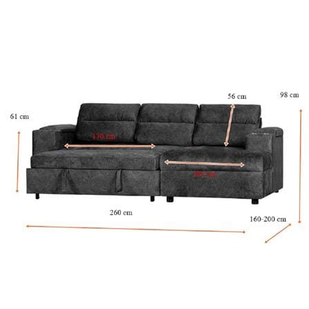 โซฟาเบด AS FURNITURE BICHONG LCGYU40 สีเทาเข้ม_7