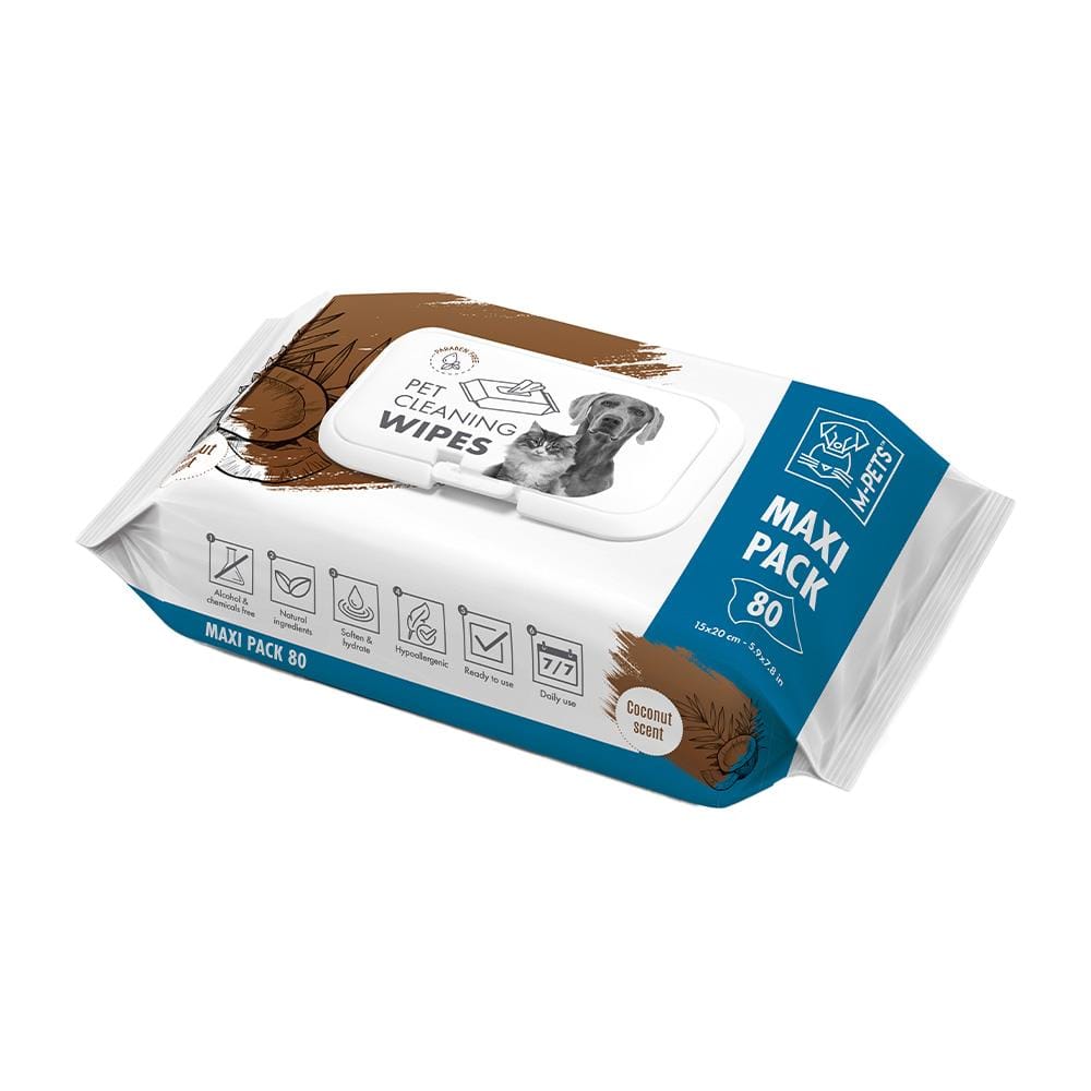 ผ้าเช็ดทำความสะอาดสัตว์เลี้ยง M-PETS CLEANING WIPES COCONUT SCENT 80 แผ่น