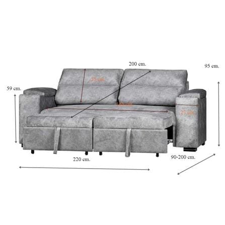 โซฟาเบด AS FURNITURE NADIAPLUS CGYU39 สีเทา_7