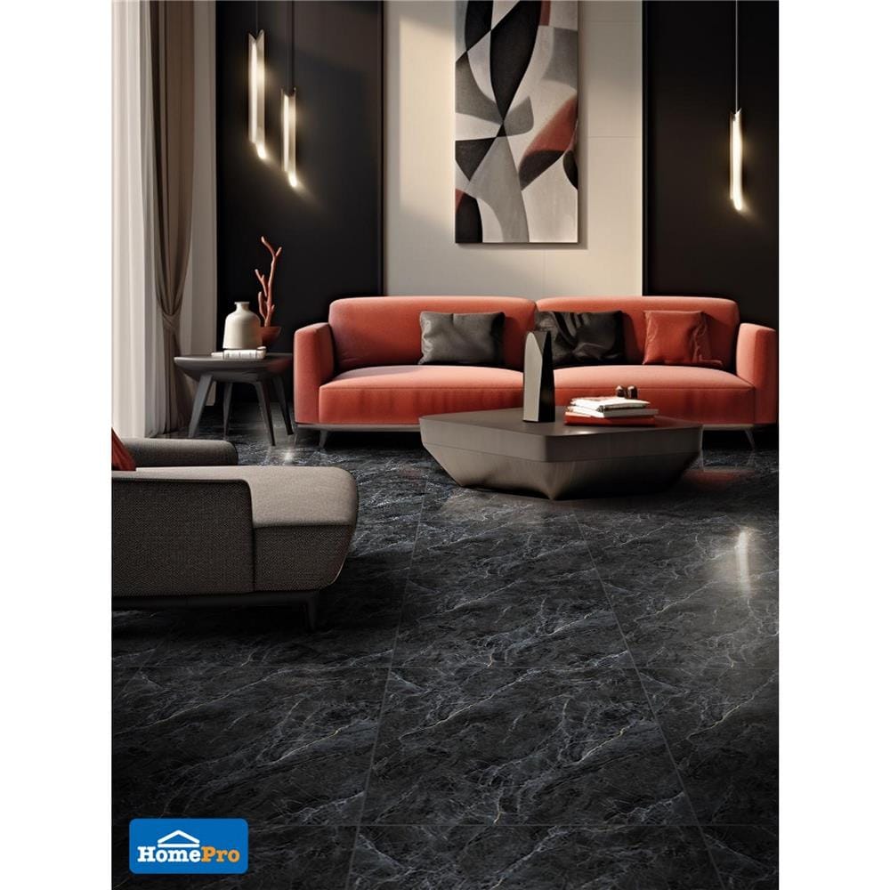 กระเบื้องพื้นพอร์ซเลน 60x60 ซม. TARA แม็กนัส ดำ A 1.44 ตร.ม.