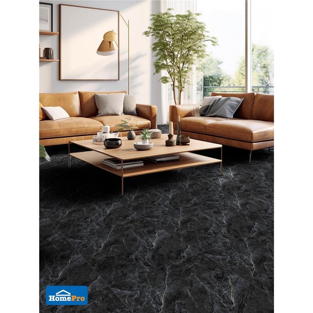 กระเบื้องพื้นพอร์ซเลน 60x60 ซม. TARA แม็กนัส ดำ A 1.44 ตร.ม.
