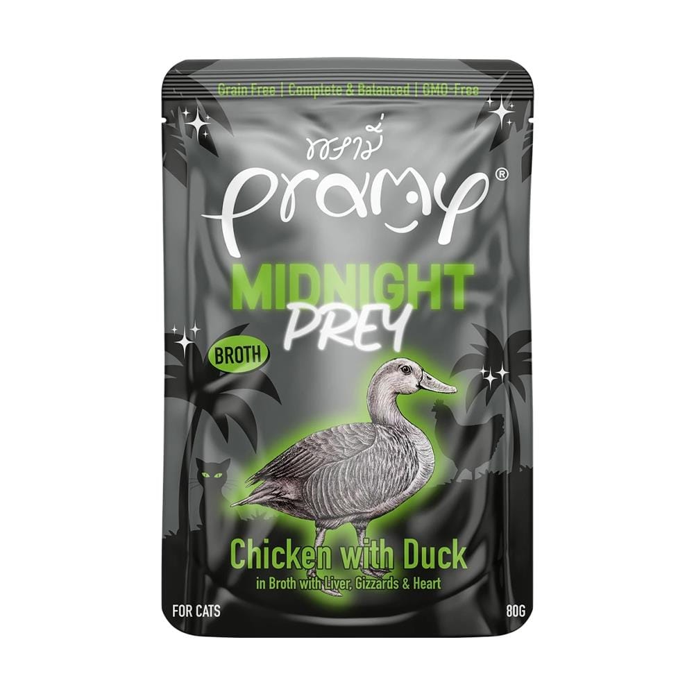 อาหารเปียกแมว PRAMY MIDNIGHT PREY CHICKEN WITH DUCK 80 ก.