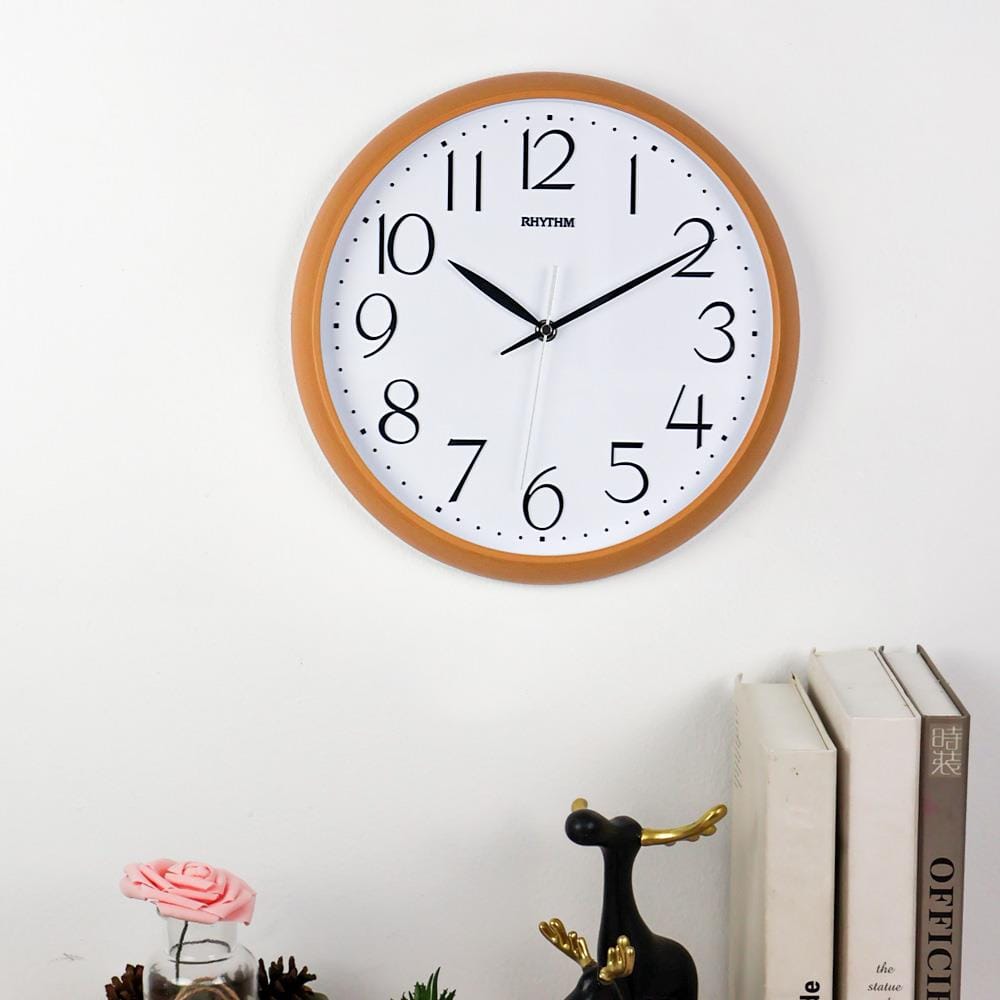 นาฬิกาแขวน RHYTHM CMG578NR07 12.5 นิ้ว สีน้ำตาลอ่อน