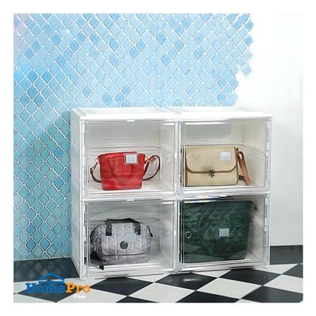 กล่องจัดเก็บกระเป๋า 4 ช่อง STACKO CLAIRE 85x34x70 ซม. สีขาว_5