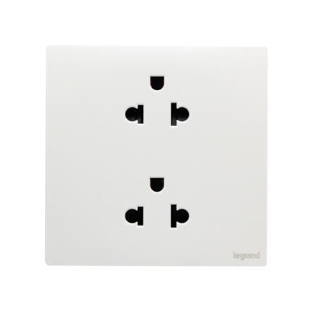 เต้ารับคู่ 3 ขา BTICINO MALLIA SENSES S281104MW สีขาว