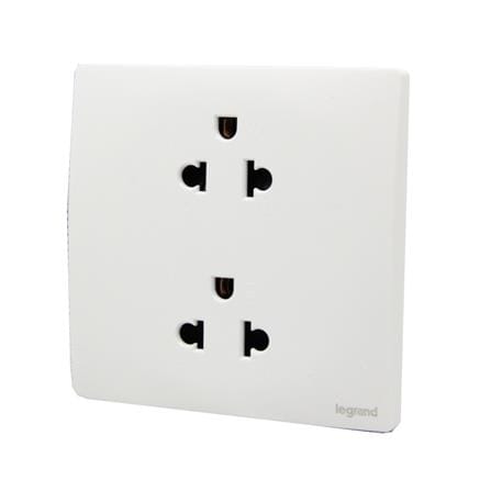เต้ารับคู่ 3 ขา BTICINO MALLIA SENSES S281104MW สีขาว_1