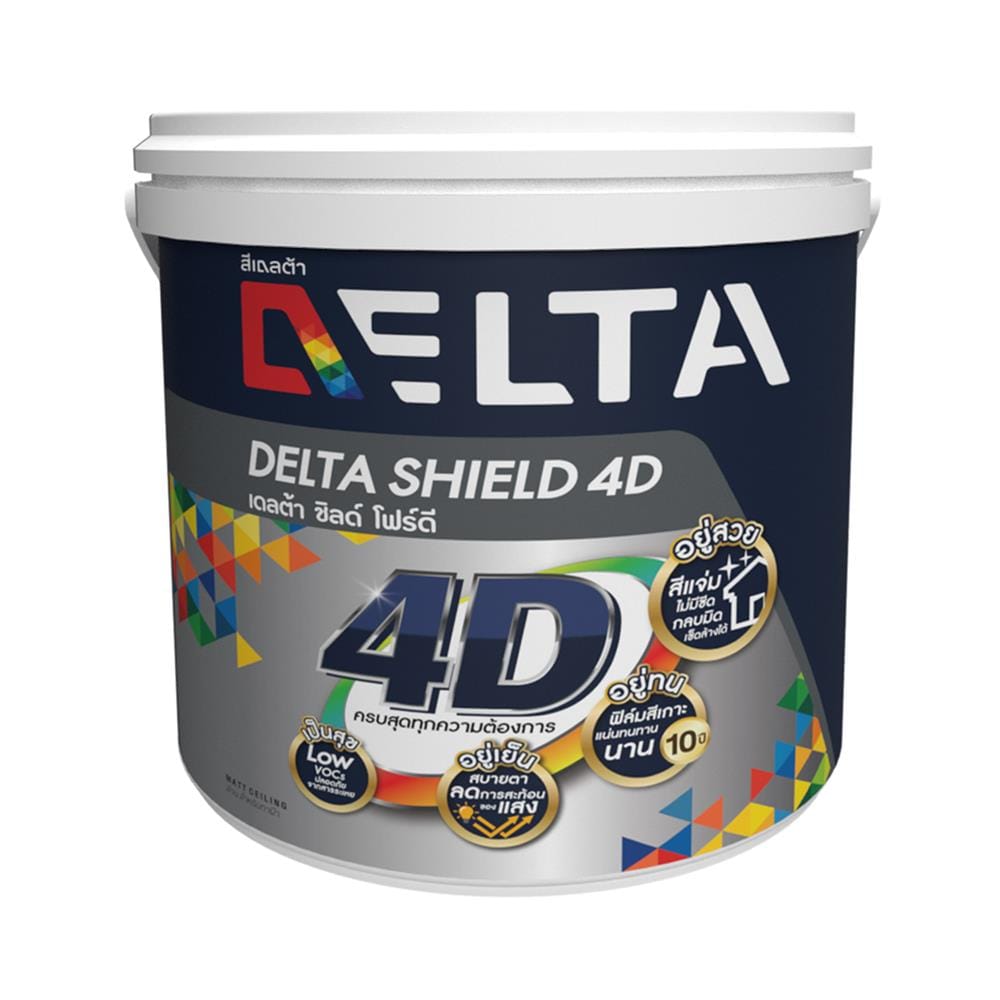 สีน้ำทาฝ้า ชนิดด้าน DELTA DELTASHIELD 4D 7000 สีขาว 5 แกลลอน
