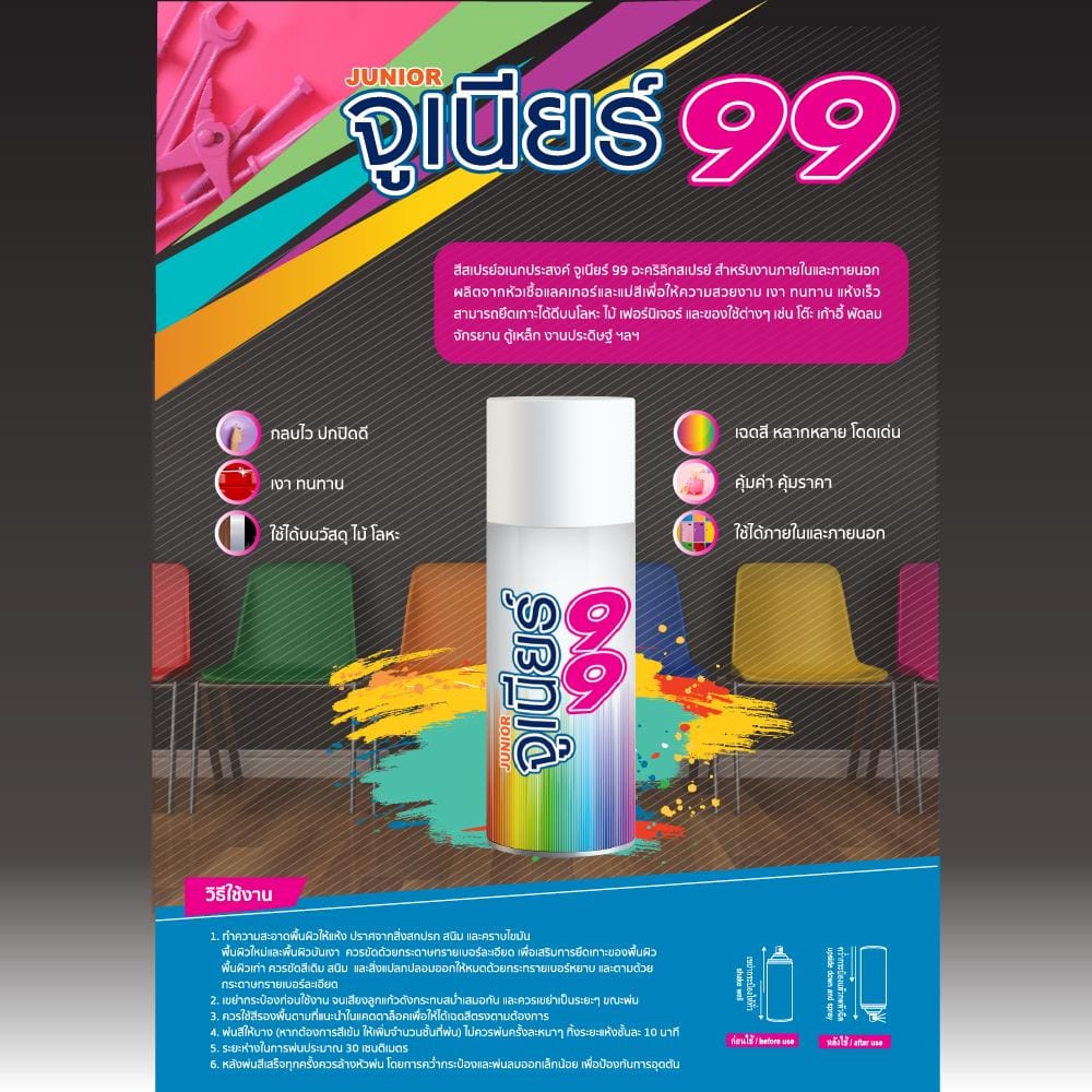 สีสเปรย์ NIPPON PAINT JUNIOR 99 J901 สีฟ้าสดใส 400 ซีซี