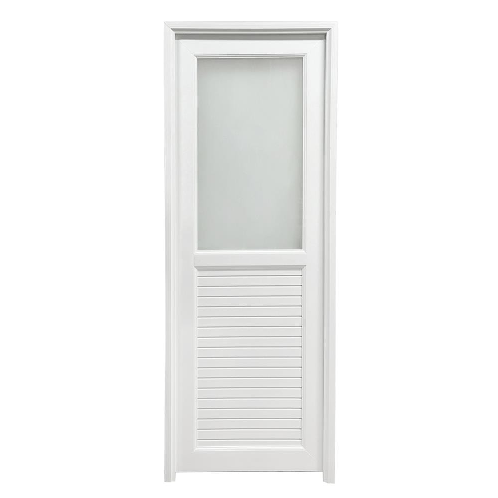 ชุดประตูห้องน้ำ UPVC พร้อมวงกบและบานพับ AZLE 1 ลายเรียบ 70X200 ซม. สีขาว ไม่เจาะลูกบิด