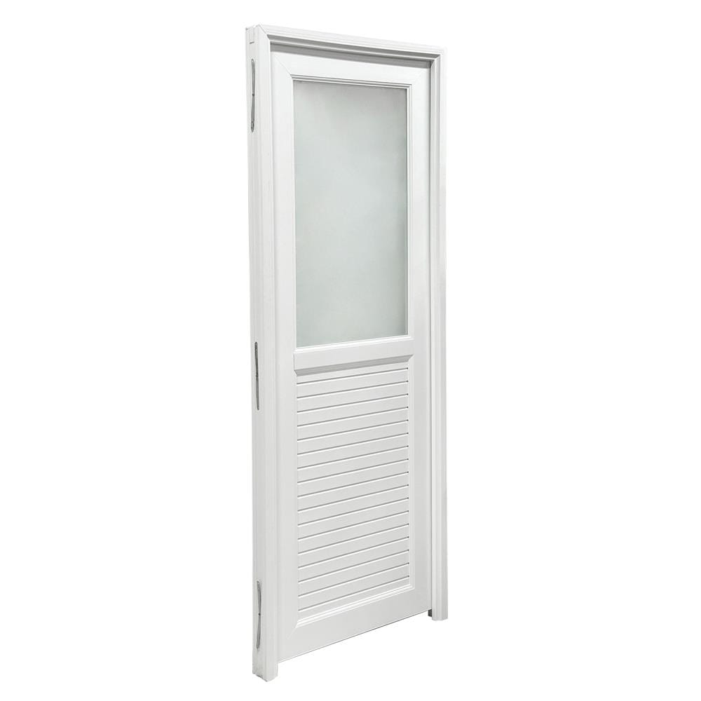 ชุดประตูห้องน้ำ UPVC พร้อมวงกบและบานพับ AZLE 1 ลายเรียบ 70X200 ซม. สีขาว ไม่เจาะลูกบิด