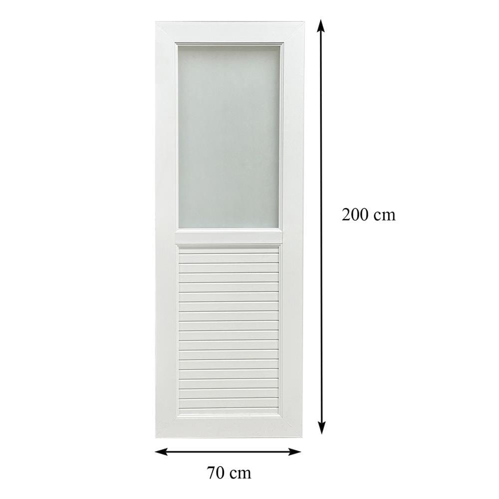 ชุดประตูห้องน้ำ UPVC พร้อมวงกบและบานพับ AZLE 1 ลายเรียบ 70X200 ซม. สีขาว ไม่เจาะลูกบิด