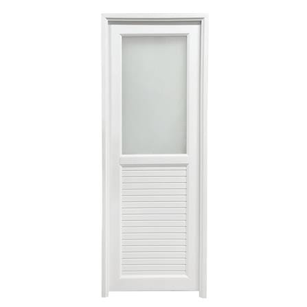 ชุดประตูห้องน้ำ UPVC พร้อมวงกบและบานพับ AZLE 1 ลายเรียบ 70X200 ซม. สีขาว ไม่เจาะลูกบิด_0