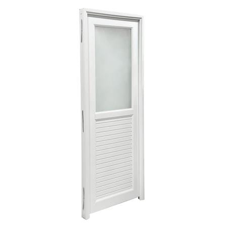 ชุดประตูห้องน้ำ UPVC พร้อมวงกบและบานพับ AZLE 1 ลายเรียบ 70X200 ซม. สีขาว ไม่เจาะลูกบิด_1
